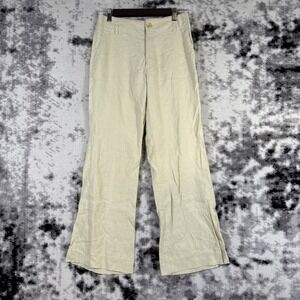 Banana Republic Harrison Pants Womens Size 2 Beige‎ Linen Flare Hippie